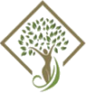 A stylized tree with leaves in the shape of an image.